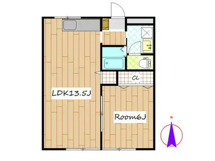 植松ハイツII(1LDK/1階)の間取り写真