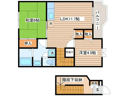 ヴィラジェンテB(2LDK/2階)の間取り写真