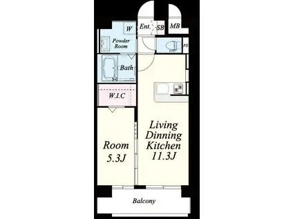 アクアチェントロ(1LDK/10階)の間取り写真