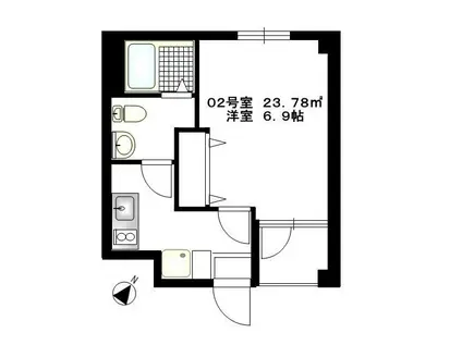BCASA森下(1K/2階)の間取り写真