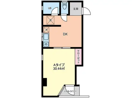 ミストラル(1DK/2階)の間取り写真