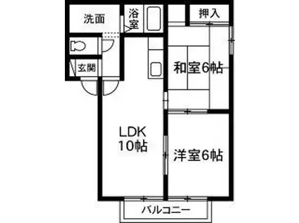 ビューテラス朝倉(2LDK/1階)の間取り写真