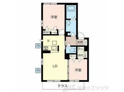 豊川モリハイツ B棟(2LDK/1階)の間取り写真