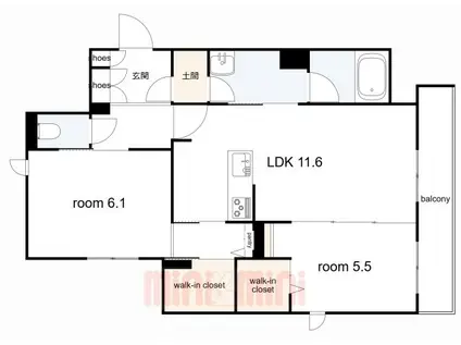 SHAMAISON HARMONIE甲子園(2LDK/3階)の間取り写真