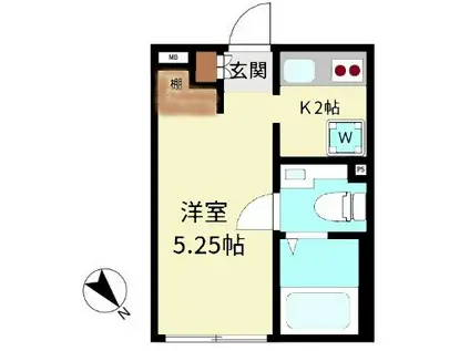 アルティローザ笹塚(ワンルーム/1階)の間取り写真