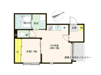 LIVELLE KITASENDAI(1LDK/1階)の間取り写真