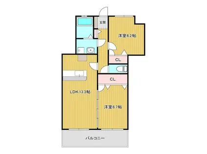 ステラヴァン(2LDK/1階)の間取り写真