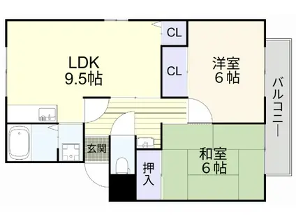 ジュネスアミ B棟(2LDK/2階)の間取り写真