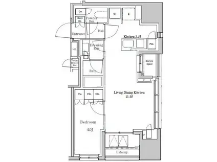 パークホームズ渋谷松濤(1LDK/3階)の間取り写真