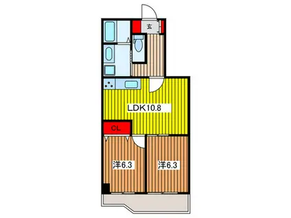 ボヌール常盤(2LDK/5階)の間取り写真