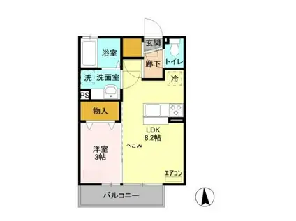 D-ROOM オーブルミエール203(1LDK/2階)の間取り写真