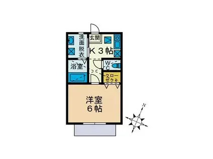 メビラス東海大(1K/1階)の間取り写真