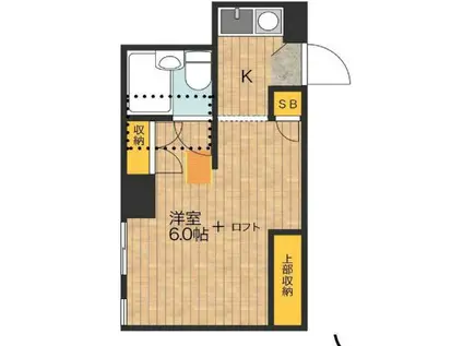 上野イースト(ワンルーム/2階)の間取り写真