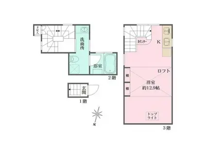 グランエッグス新宿中井(ワンルーム/3階)の間取り写真