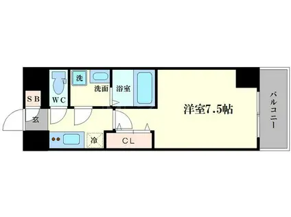 エスリード心斎橋LUXUE(1K/12階)の間取り写真