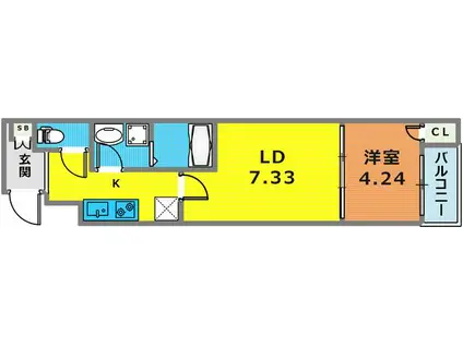 パークス神戸(1LDK/5階)の間取り写真
