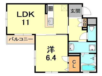 エルム六甲(1LDK/2階)の間取り写真