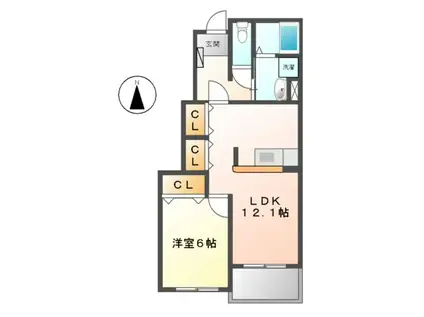 プルミエ・ラムール(1LDK/1階)の間取り写真