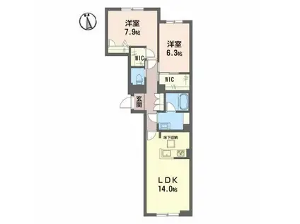 ファインメゾン福富(2LDK/1階)の間取り写真