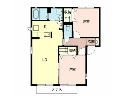 イーストヴィラA(2LDK/2階)の間取り写真