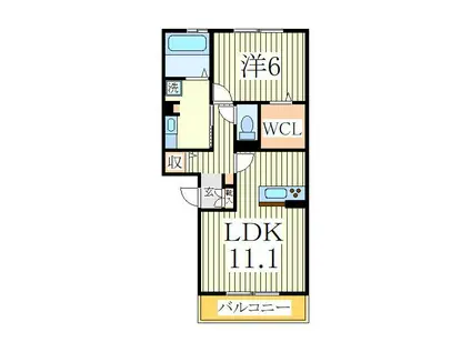 ブリランテA(1LDK/1階)の間取り写真