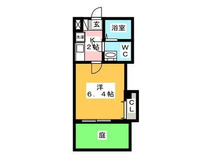 フローリア枡形(1K/1階)の間取り写真