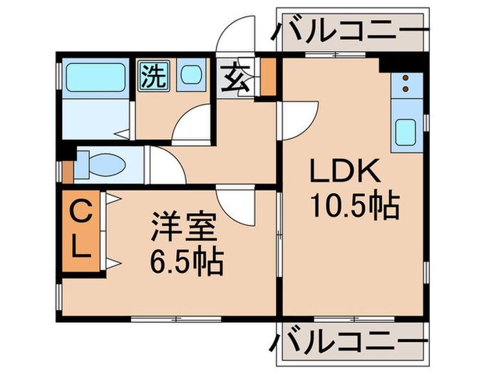 YBブライトンヒルズ(1LDK/3階)の間取り写真