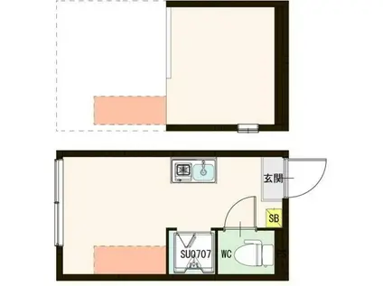 ハーモニーテラスK赤羽(ワンルーム/2階)の間取り写真
