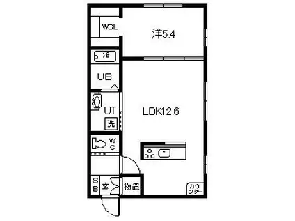 MARESSE MECCO(1LDK/2階)の間取り写真