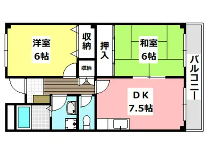 アメニティ駅前(2DK/3階)の間取り写真