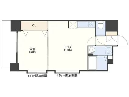 ソレイユ元船(1LDK/3階)の間取り写真