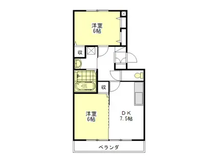 シュロス作右衛門(2DK/2階)の間取り写真