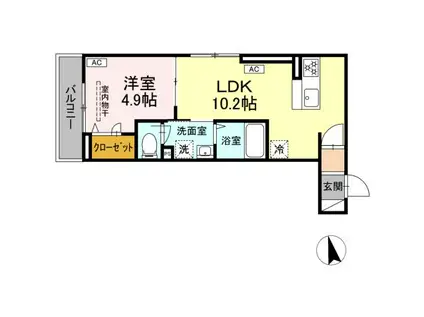 ディー パイナ大丸(1LDK/2階)の間取り写真