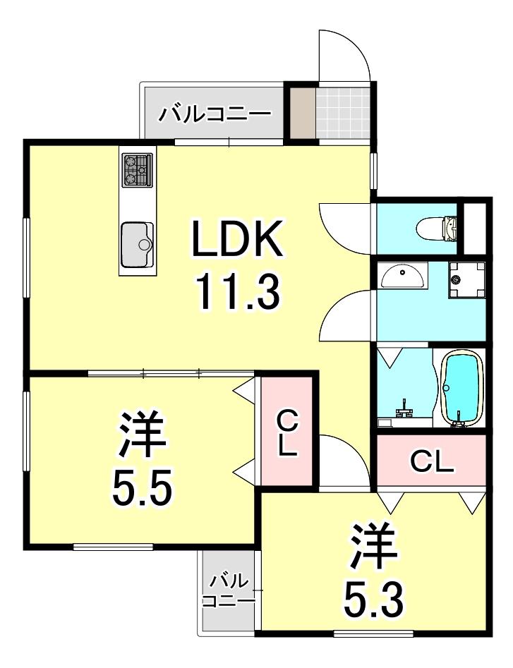 ＪＲ福知山線 宝塚駅 徒歩7分 2階建 築8年(2LDK/1階)の間取り写真