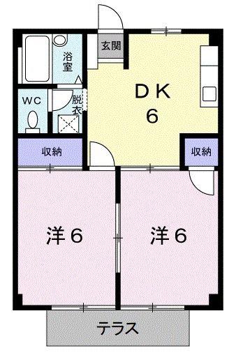 シティハイツ福井(2DK/1階)の間取り写真