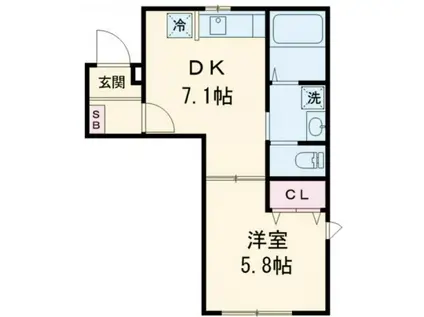 HALE LINO(1DK/1階)の間取り写真