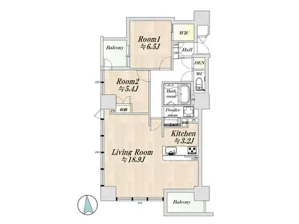 シティタワー天王寺真田山(2LDK/31階)の間取り写真