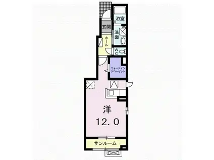 エクラXIII(ワンルーム/1階)の間取り写真
