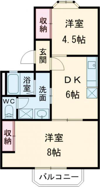 エミネンスジン(2DK/1階)の間取り写真