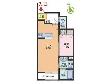 メルヴェーユ(1LDK/1階)の間取り写真