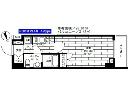 グランドコンシェルジュ広尾(1K/3階)の間取り写真