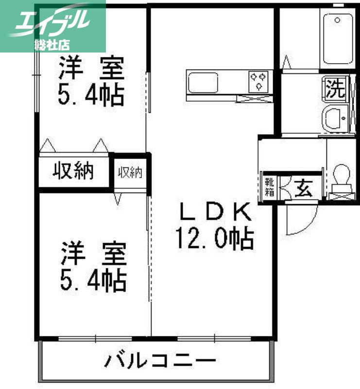 CONFIDENCE M(2LDK/1階)の間取り写真