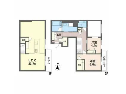 シャーメゾンリュクス大濠(2LDK/2階)の間取り写真