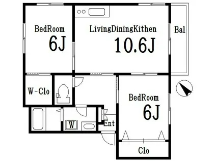 エスポワールF(2LDK/3階)の間取り写真