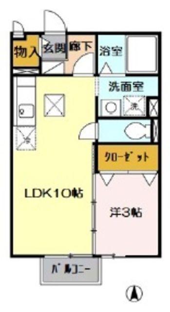 メゾンリシェス(1LDK/2階)の間取り写真