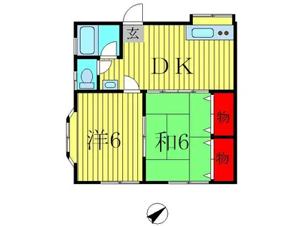 ドミール・パパ(2DK/2階)の間取り写真