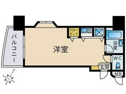 アンバサダー大濠(1K/3階)の間取り写真