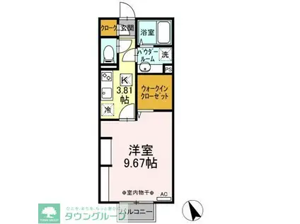 チェントロクオーレI(1K/1階)の間取り写真