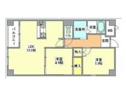 セントポーリアII(2LDK/3階)の間取り写真