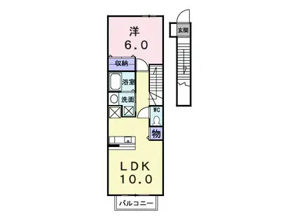 セレノ東野 B(1LDK/2階)の間取り写真